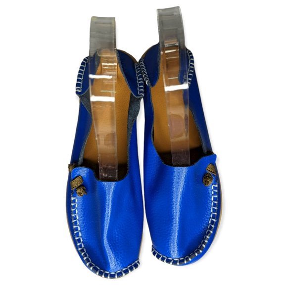 Women's Blue Leather Loafers Size 37/ US Size 6.5 - Picture 5 of 10